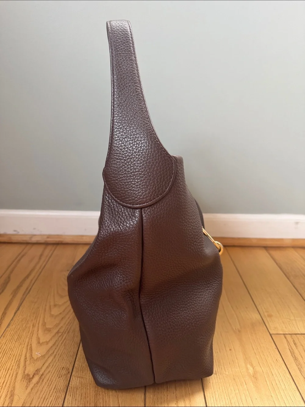 Dooney & Bourke‎ chocolate Brown pebbled leather logo lick sack hobo bag